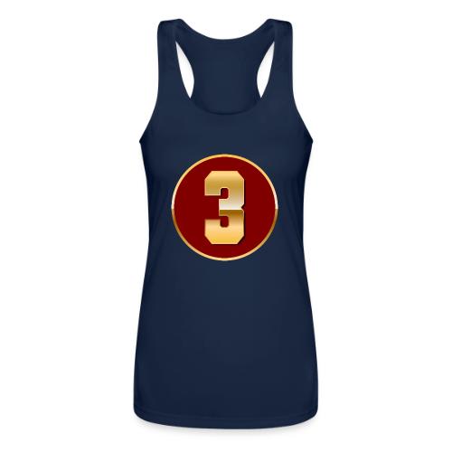 Number 3 in Gold Varsity Font - Women’s Performance Racerback Tank Top