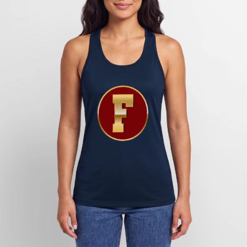 Letter F – Capital Varsity Alphabet Monogram - Women’s Performance Racerback Tank Top