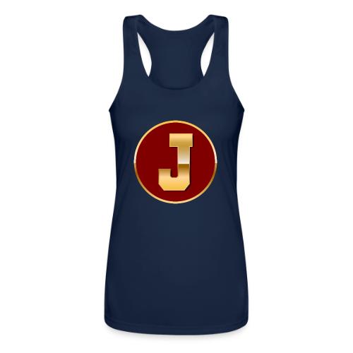 Letter J – Capital Varsity Alphabet Monogram - Women’s Performance Racerback Tank Top