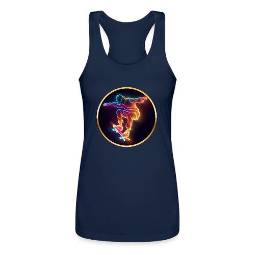 Skateboarding: Midnight Neon Skater - Women’s Performance Racerback Tank Top
