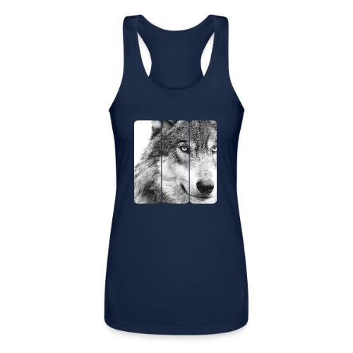 Wolf Face Triptych: Silent Alpha - Women’s Performance Racerback Tank Top