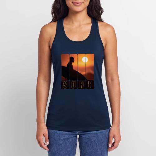 Surfing: Sunset Surf Panels - Women’s Performance Racerback Tank Top