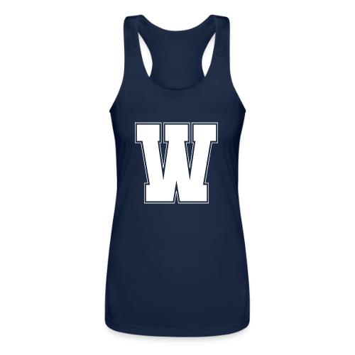 White Letter W – Varsity Alphabet Monogram - Women’s Performance Racerback Tank Top