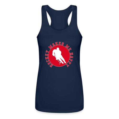 Hockey Makes Me Happy – Ice Hockey Fan Emblem - Women’s Performance Racerback Tank Top