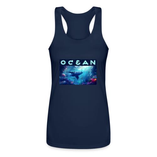 Ocean: Whale’s Path - Women’s Performance Racerback Tank Top