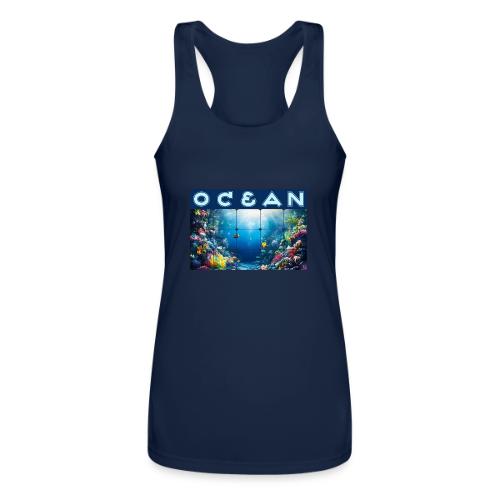 Ocean: Neon Reef Glow - Women’s Performance Racerback Tank Top
