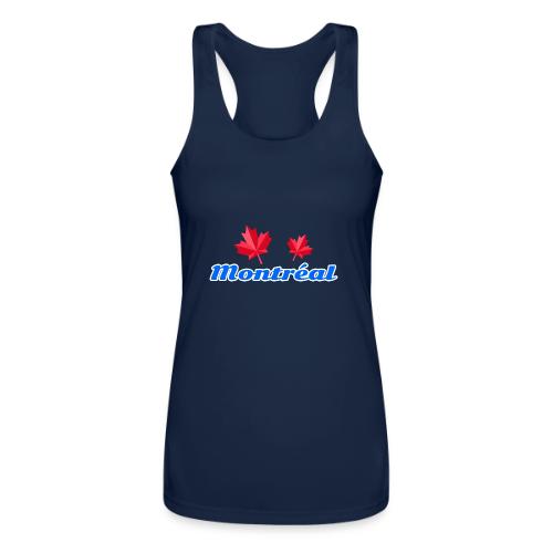 Montréal with two red maple leaves - Women’s Performance Racerback Tank Top