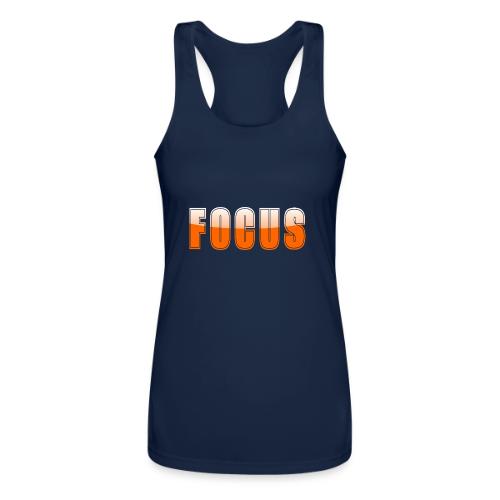 FOCUS Vibrant Orange Motivational Word Design - Women’s Performance Racerback Tank Top