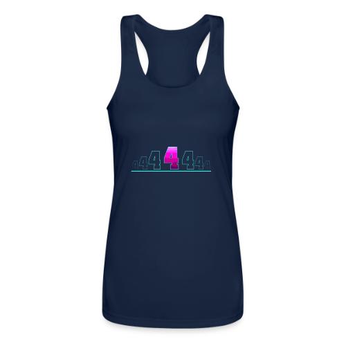 Number 4 in Magenta: Varsity Font - Women’s Performance Racerback Tank Top