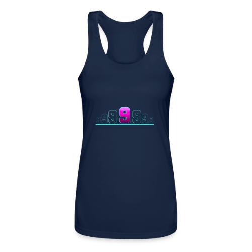 Number 9 in Magenta: Varsity Font - Women’s Performance Racerback Tank Top