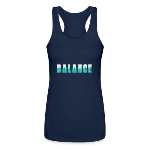 BALANCE Calm Teal Minimal Word Art Design - Women’s Performance Racerback Tank Top