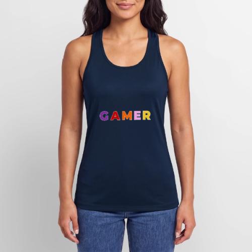 Multicolor GAMER Typography Design - Women’s Performance Racerback Tank Top