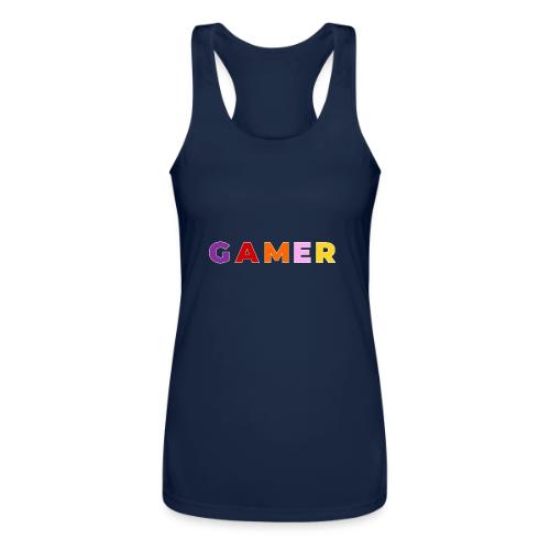 Multicolor GAMER Typography Design - Women’s Performance Racerback Tank Top