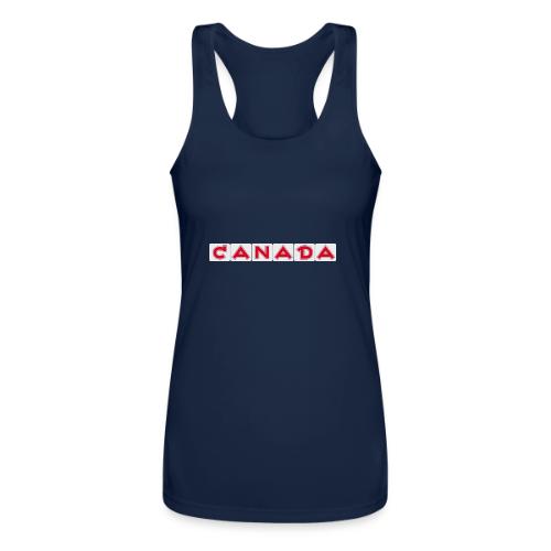 Canada, red letters on white background - Women’s Performance Racerback Tank Top