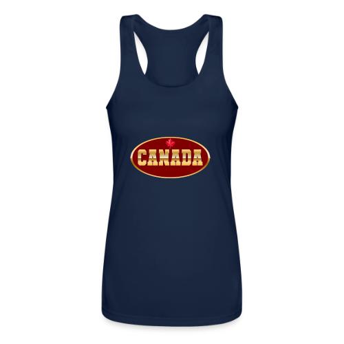 Canada in golden letters - Women’s Performance Racerback Tank Top