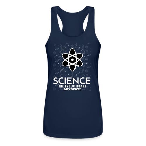 Science The Evolutionary Advocate White Design - Women’s Performance Racerback Tank Top