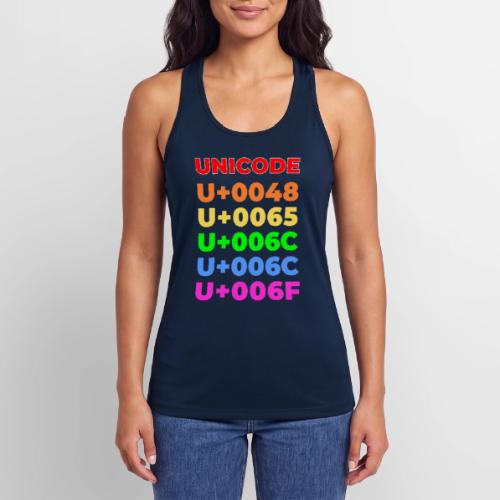 Hello, in unicode - Women’s Performance Racerback Tank Top