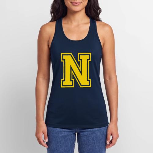 Letter N – Capital Athletic Alphabet Monogram - Women’s Performance Racerback Tank Top