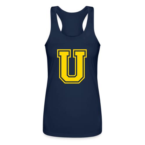 Letter U – Capital Athletic Alphabet Monogram - Women’s Performance Racerback Tank Top