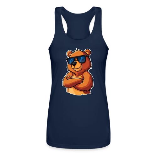 Cool Bear Sunglasses Cartoon Design - Women’s Performance Racerback Tank Top