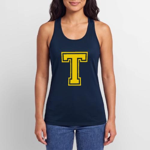 Letter T – Capital Athletic Alphabet Monogram - Women’s Performance Racerback Tank Top