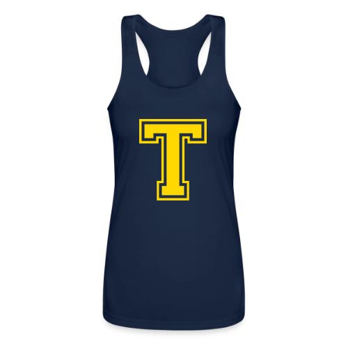 Letter T – Capital Athletic Alphabet Monogram - Women’s Performance Racerback Tank Top