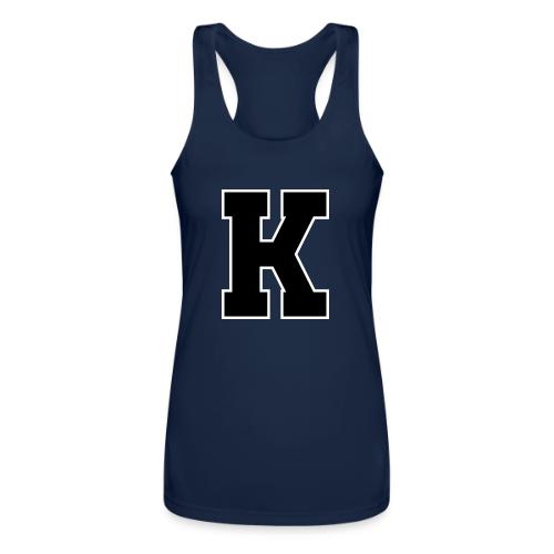 Varsity Letter K Collegiate Font Design - Women’s Performance Racerback Tank Top