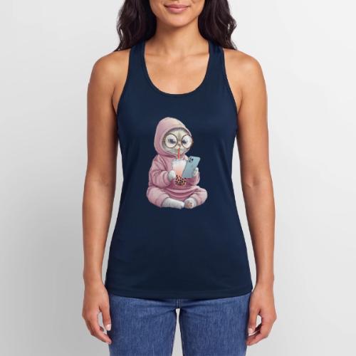 Cool Cat Bubble Tea Cartoon Design - Women’s Performance Racerback Tank Top