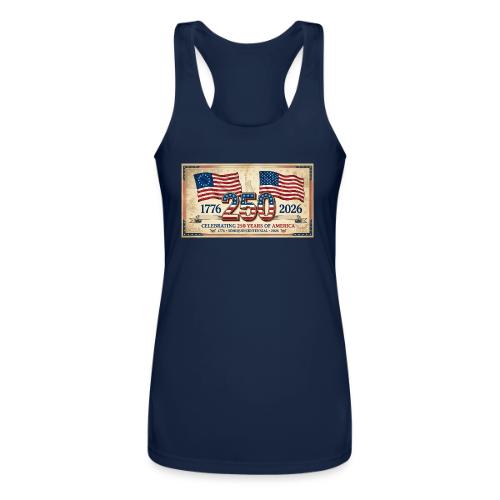 USA 250th Anniversary Flags Emblem - Women’s Performance Racerback Tank Top