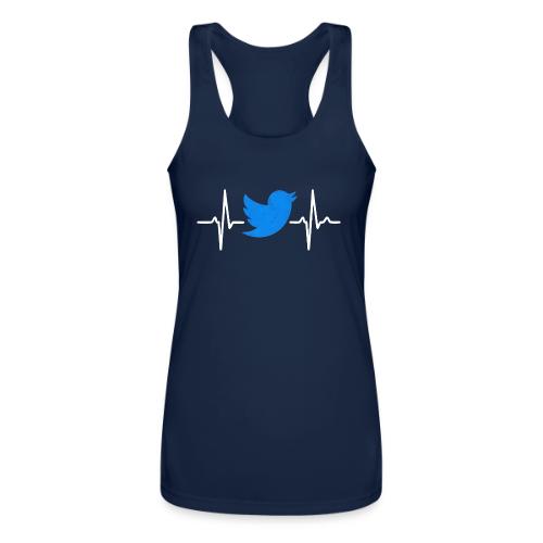 Social Media Heartbeat Blue Bird Graphic - Women’s Performance Racerback Tank Top