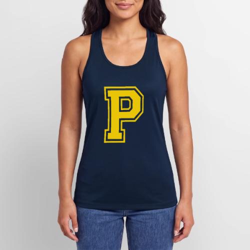 Letter P – Capital Athletic Alphabet Monogram - Women’s Performance Racerback Tank Top