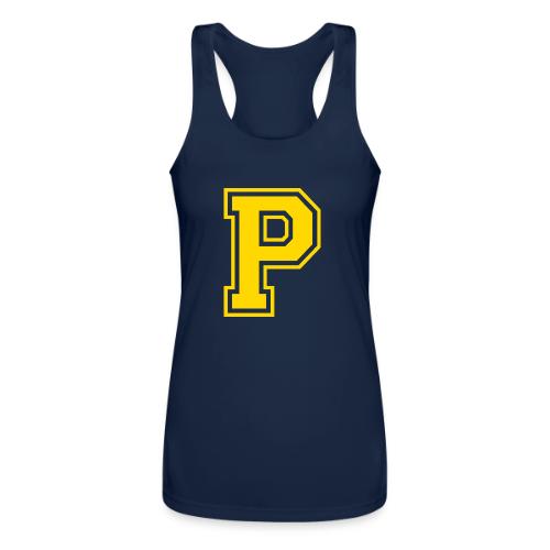 Letter P – Capital Athletic Alphabet Monogram - Women’s Performance Racerback Tank Top