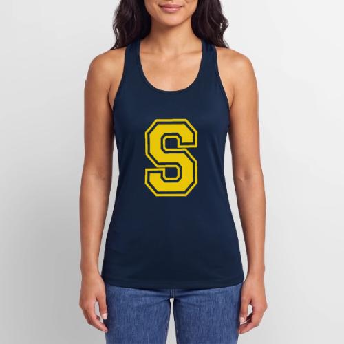 Letter S – Capital Athletic Alphabet Monogram - Women’s Performance Racerback Tank Top