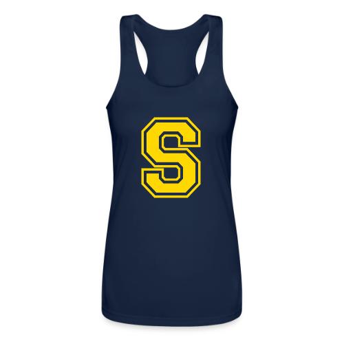 Letter S – Capital Athletic Alphabet Monogram - Women’s Performance Racerback Tank Top