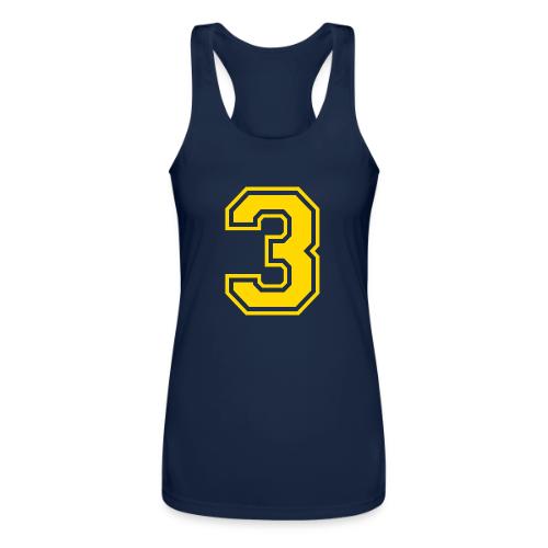 Number 3 in a classic athletic collegiate font - Women’s Performance Racerback Tank Top