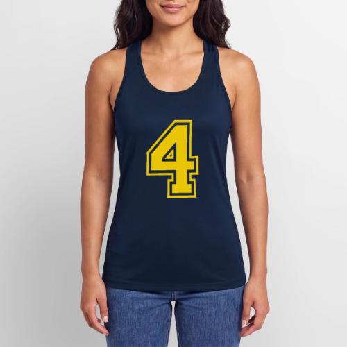 Number 4 in a classic athletic collegiate font - Women’s Performance Racerback Tank Top