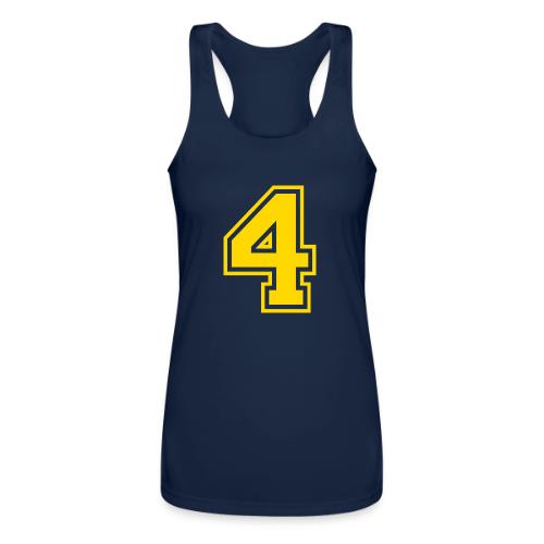 Number 4 in a classic athletic collegiate font - Women’s Performance Racerback Tank Top