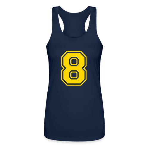 Number 8 in a classic athletic collegiate font - Women’s Performance Racerback Tank Top