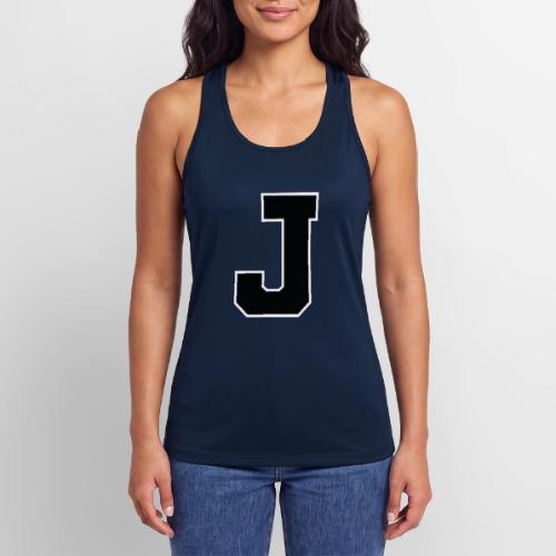 Varsity Letter J Athletic Alphabet Graphic - Women’s Performance Racerback Tank Top