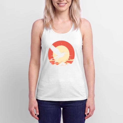 Majestic Crane Soaring Against Rising Sun - Women’s Performance Racerback Tank Top