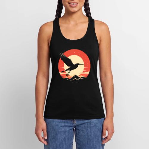 Majestic Crane Soaring Against Rising Sun - Women’s Performance Racerback Tank Top