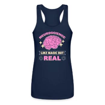 Neuroscience Like Magic But Real Neuroscientist - Women’s Performance Racerback Tank Top - navy - Front - AI Model Female 180 light (180cm)