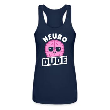 Neuro Dude Neuroscience Neuroscientist - Women’s Performance Racerback Tank Top - navy - Front - AI Model Female 180 light (180cm)