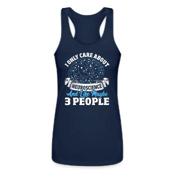 Only Care About Neuroscience & Maybe 3 People - Women’s Performance Racerback Tank Top - navy - Front - AI Model Female 180 light (180cm)