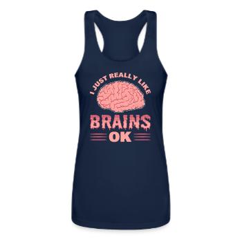 I Just Really Like Brains OK Neuroscience - Women’s Performance Racerback Tank Top - navy - Front - AI Model Female 180 light (180cm)