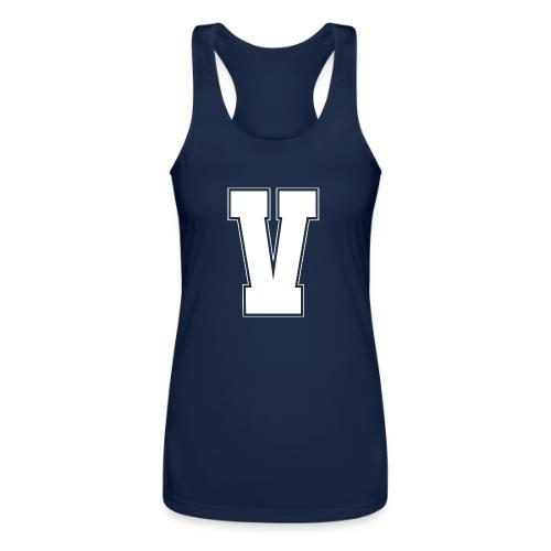 White Letter V – Varsity Alphabet Monogram - Women’s Performance Racerback Tank Top