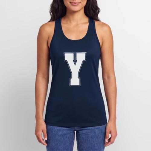 White Letter Y – Varsity Alphabet Monogram - Women’s Performance Racerback Tank Top
