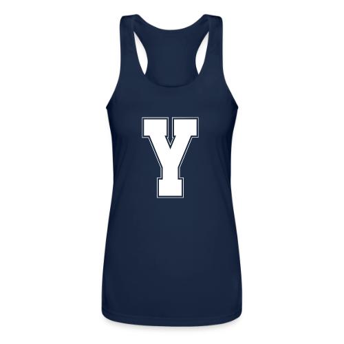 White Letter Y – Varsity Alphabet Monogram - Women’s Performance Racerback Tank Top
