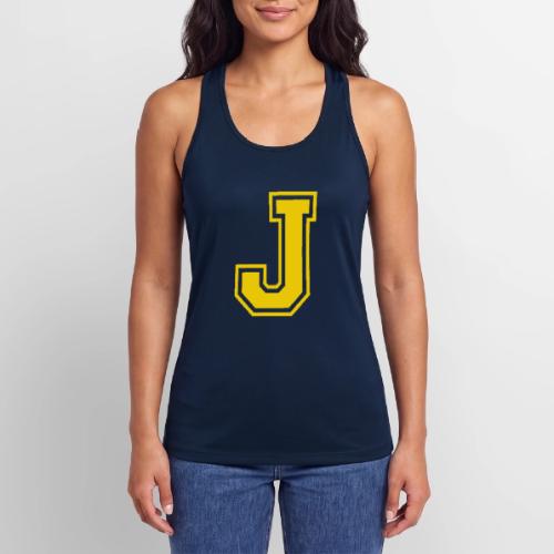 Letter J – Capital Athletic Alphabet Monogram - Women’s Performance Racerback Tank Top