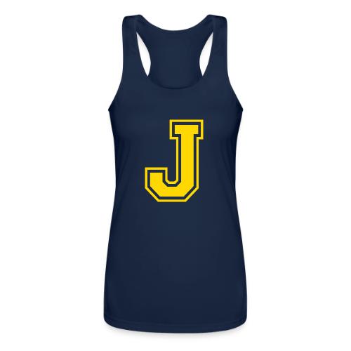 Letter J – Capital Athletic Alphabet Monogram - Women’s Performance Racerback Tank Top